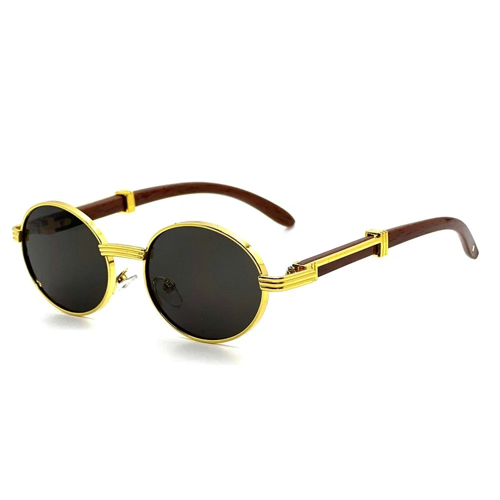 Mens Hip Hop Gold Frame Sunglasses Pilot Dark Lenses Vintage Style Designer 2026